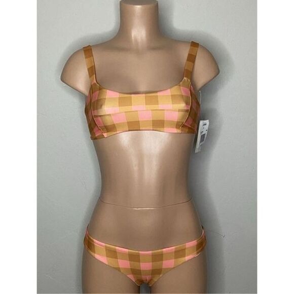 L* Space x Seaesta Surf Seaside Gingham Plaid Jess Swimsuit Bikini Set S/XS - Picture 2 of 8